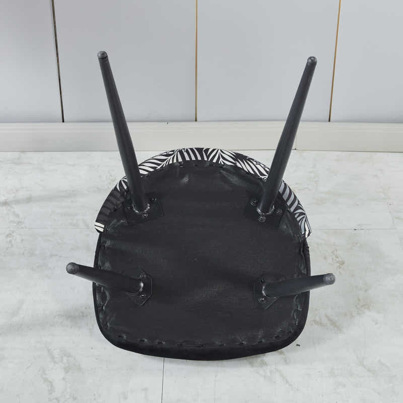 Elsie Round Dining Table - 110 cm & Fernando Dining Chair with Fern Pattern - Set of 4 (Combo)