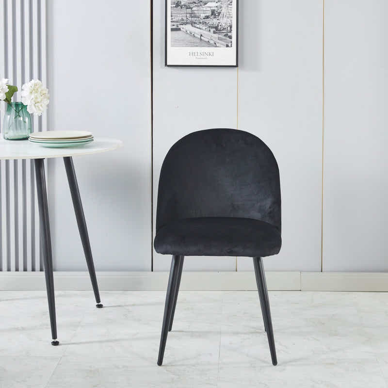 Elsie Round Dining Table - 110 cm & Fernando Dining Chair with Houndstooth - Set of 4 (Combo)