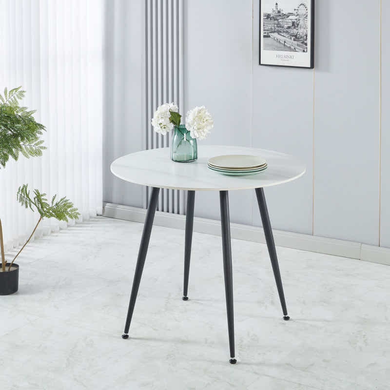 Fernando Round Dining Table with Slate Top - 90 cm