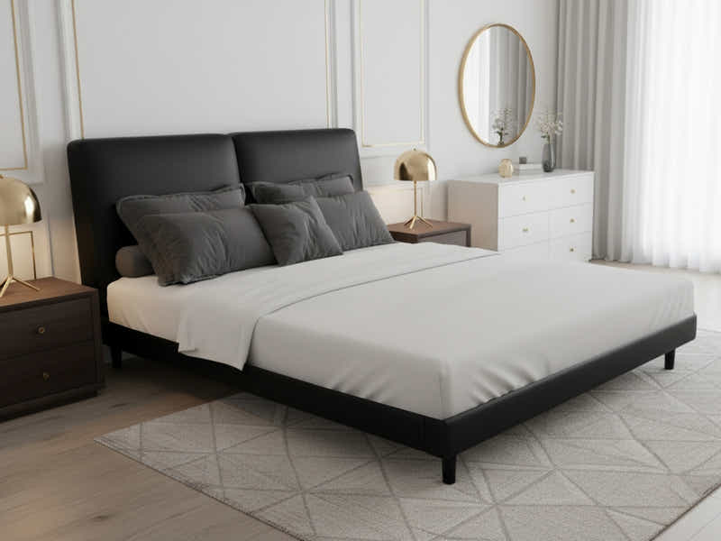 Priscilla PU Bed Frame Black - Queen