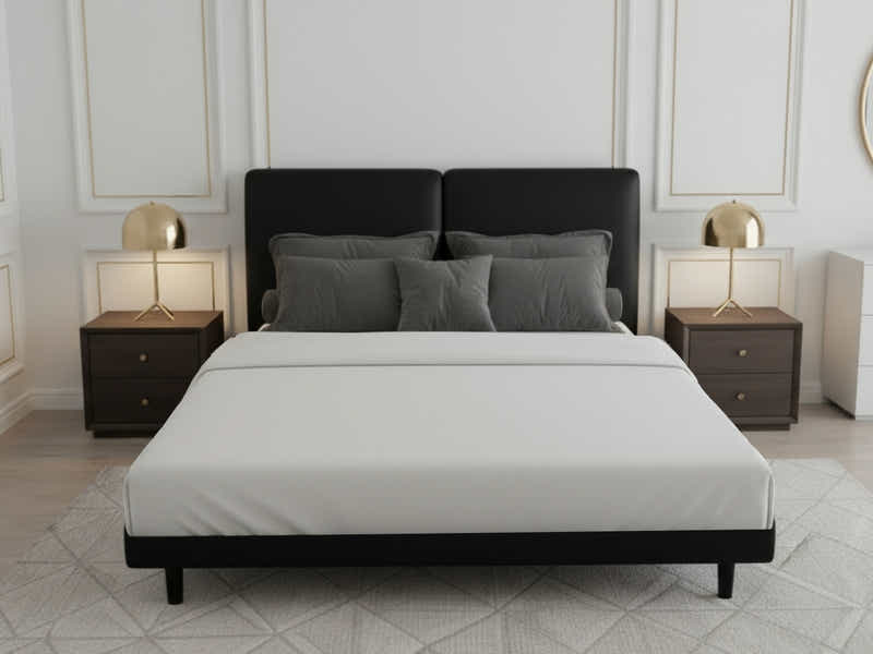 Priscilla PU Bed Frame Black - Queen