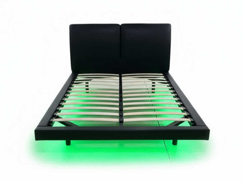 Priscilla PU Bed Frame Black & Bon15 Mattress - Queen