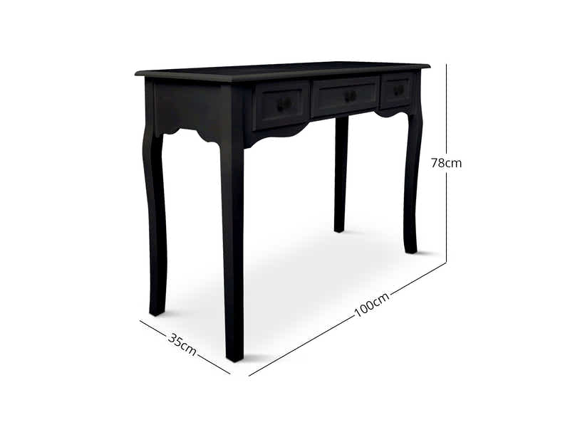 3-Drawer Console Table - Black