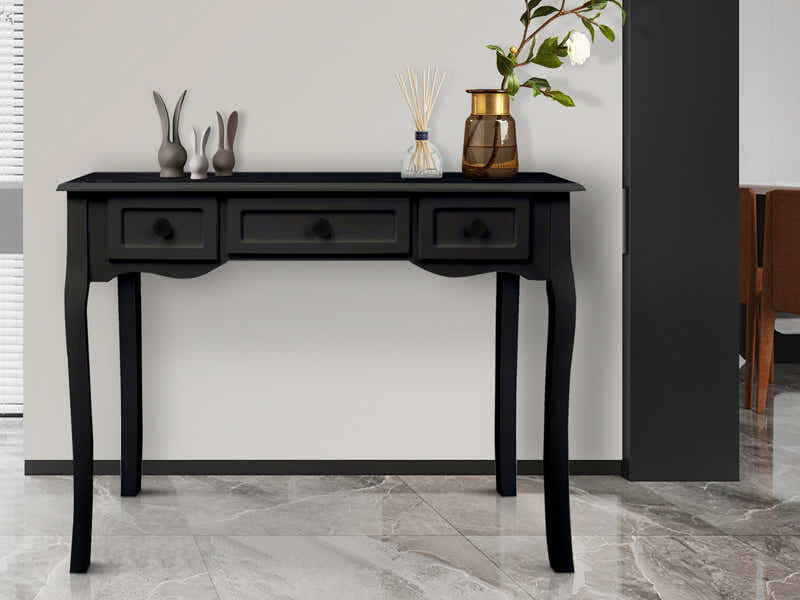 3-Drawer Console Table - Black