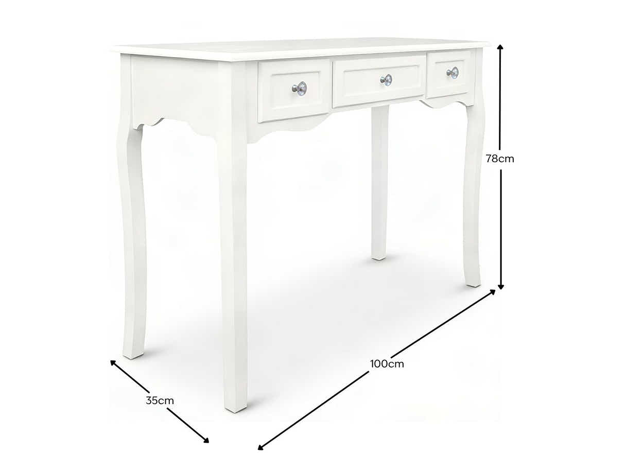3-Drawer Console Table - White