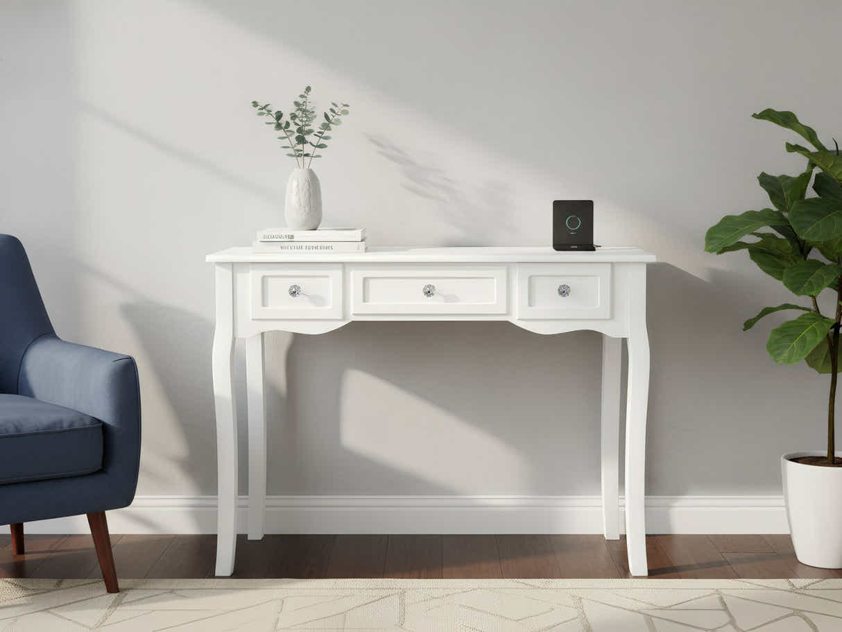 3-Drawer Console Table - White