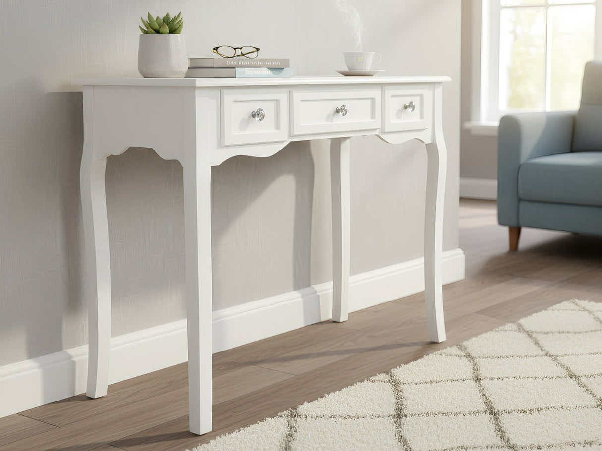 3-Drawer Console Table - White