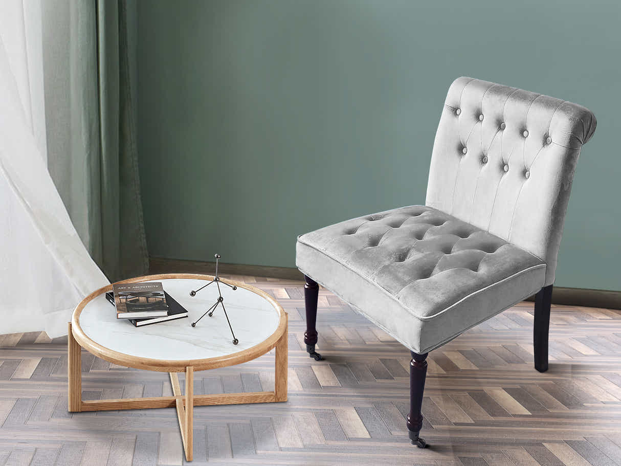 Pirie Velvet Accent Chair - Grey