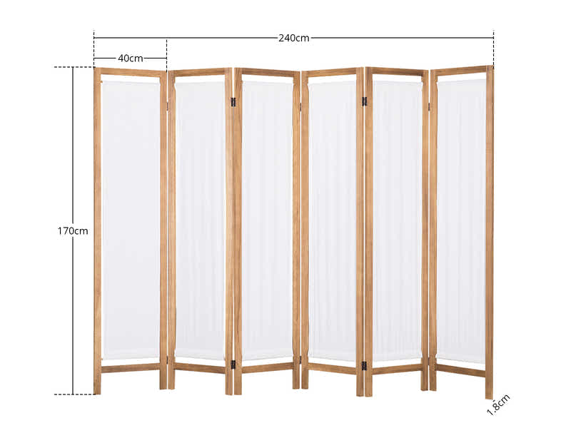 6-Panel Room Divider D S1 - Brown