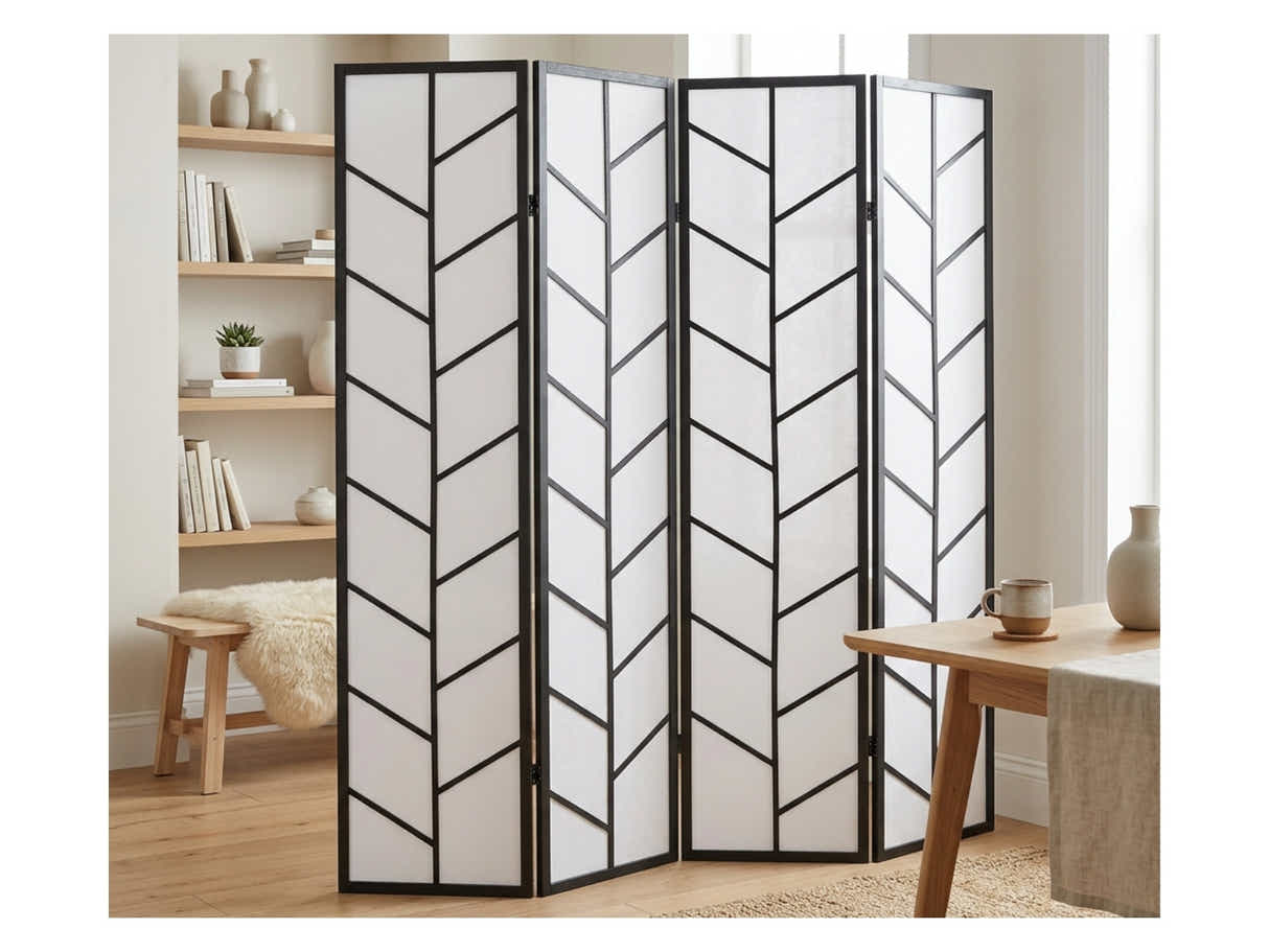 4-Panel Room Divider D P1 - Black