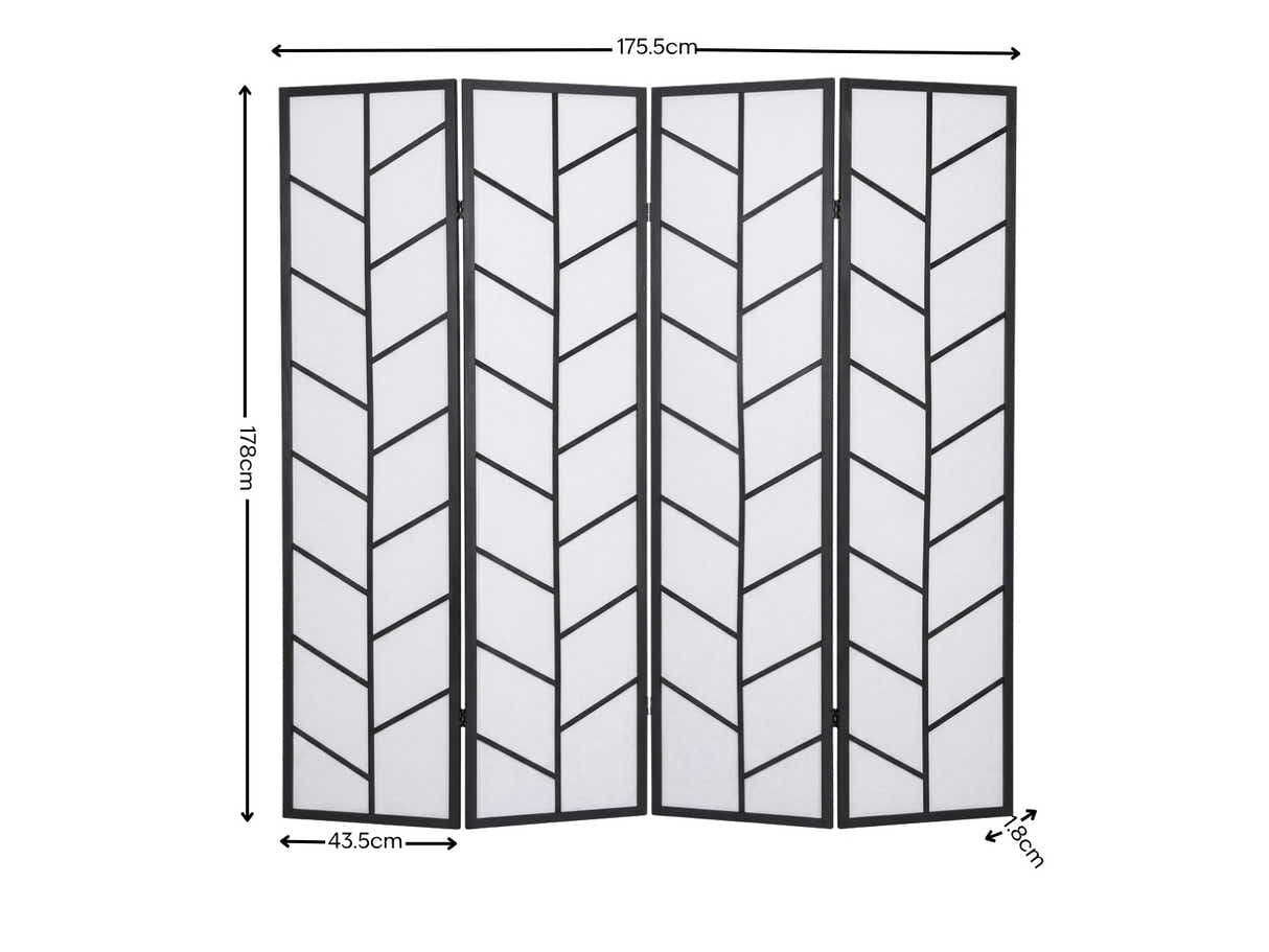4-Panel Room Divider D P1 - Black