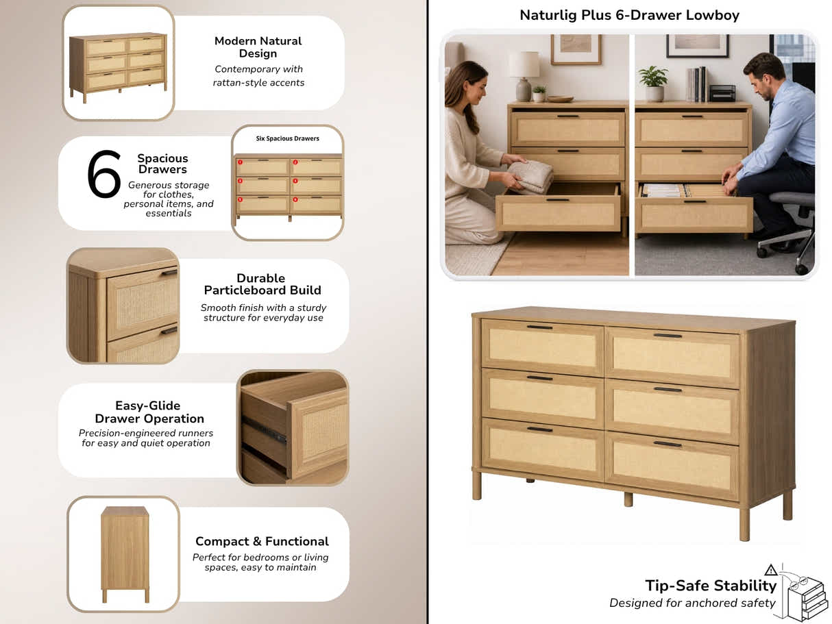 Naturlig Plus 6-Drawer Lowboy