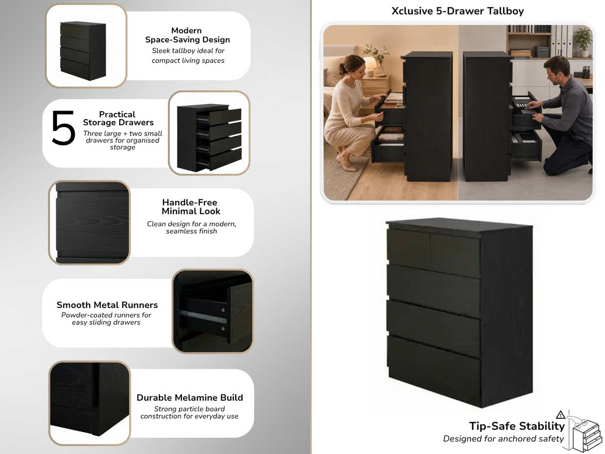 Xclusive 5-Drawer Tallboy