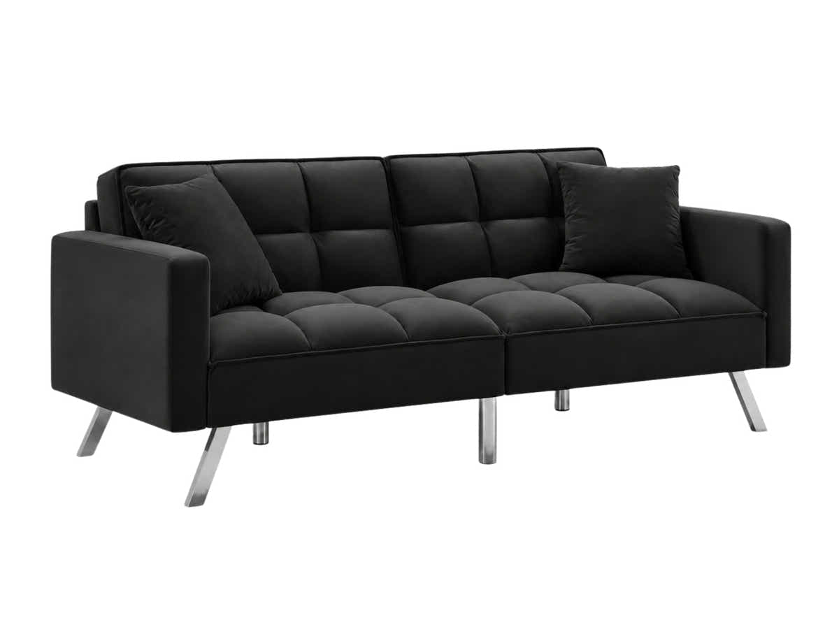 DS Legen Futon Sofa Bed Velvet - Black