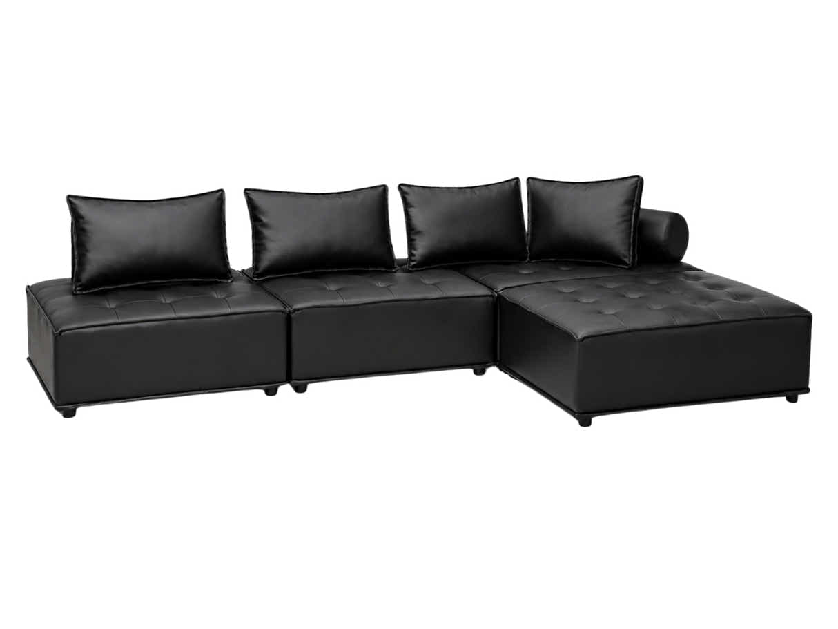 Suellen Sectional Sofa Set PU - Black
