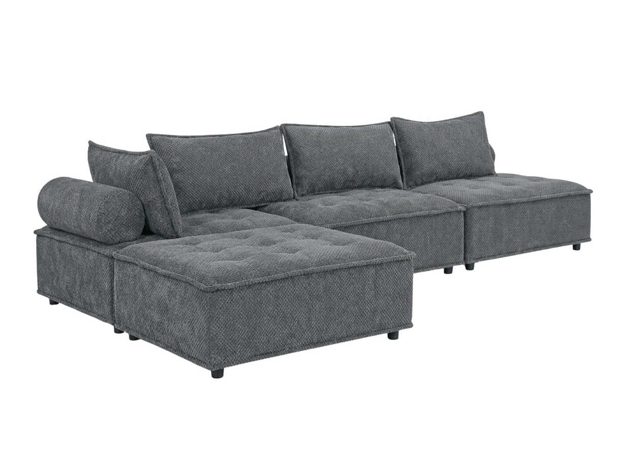 Suellen Sectional Sofa Set Pineapple Velvet - Dark Grey