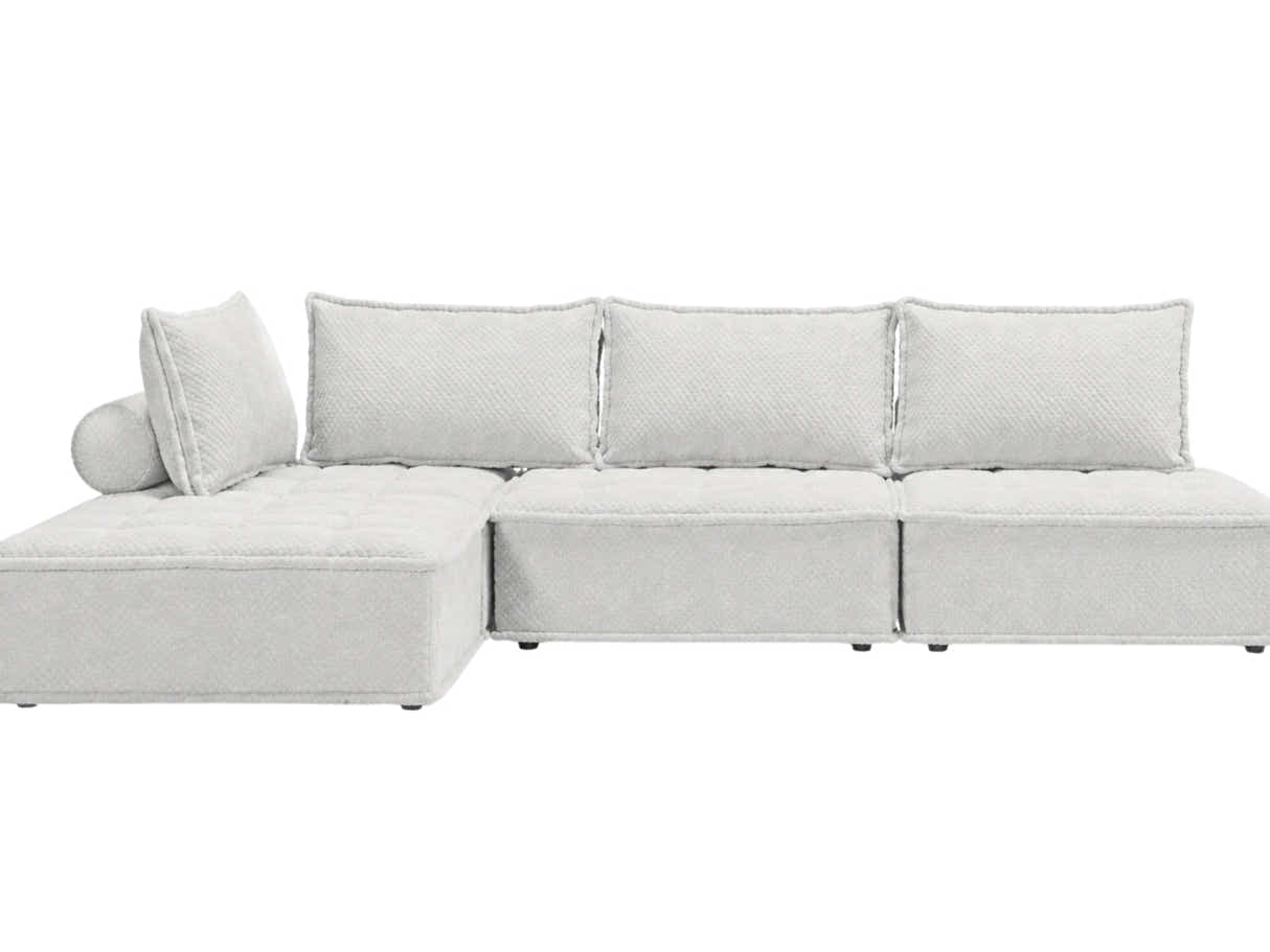 Suellen Sectional Sofa Set Pineapple Velvet - White