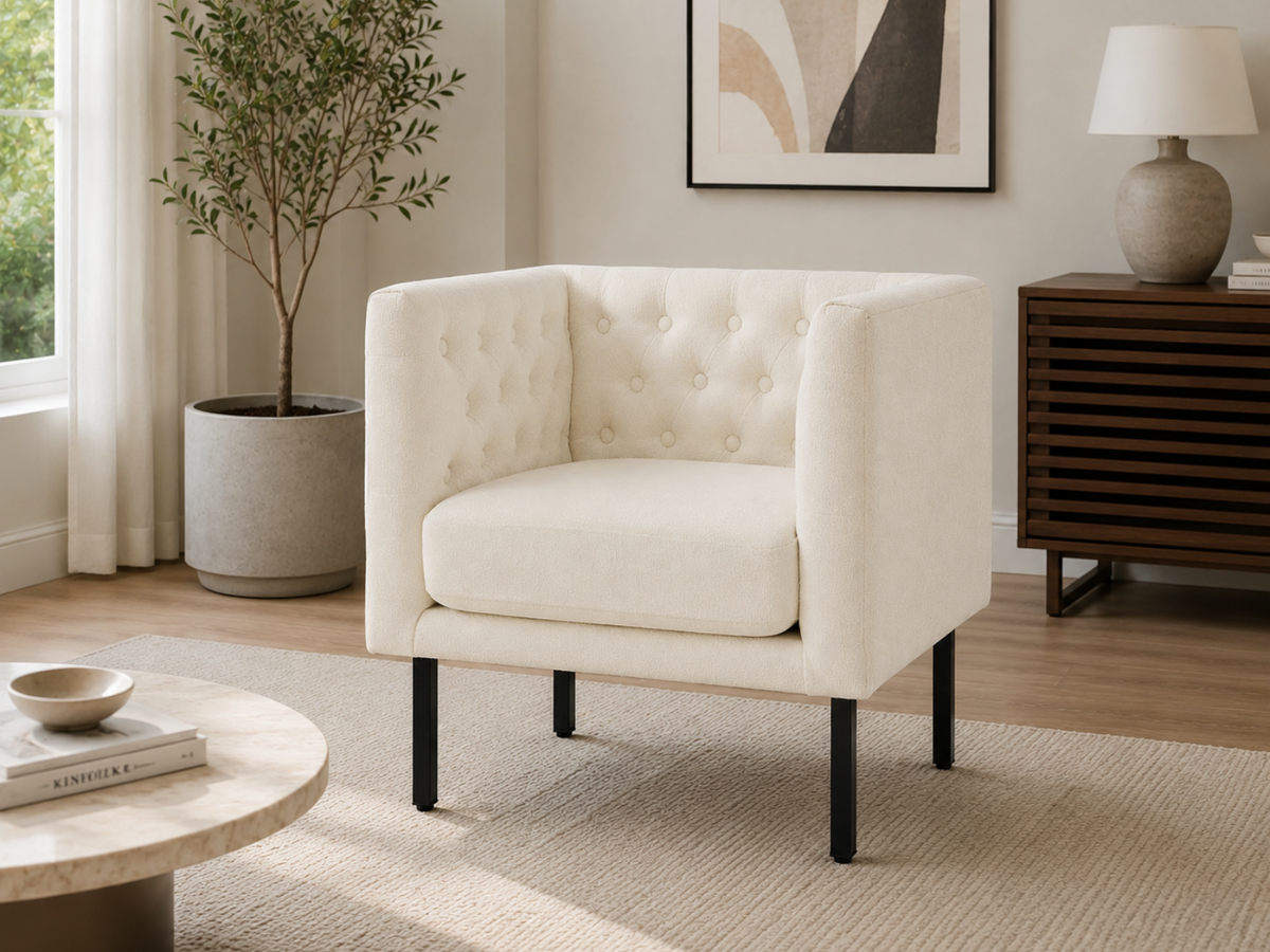 Tufted Club Chair - White