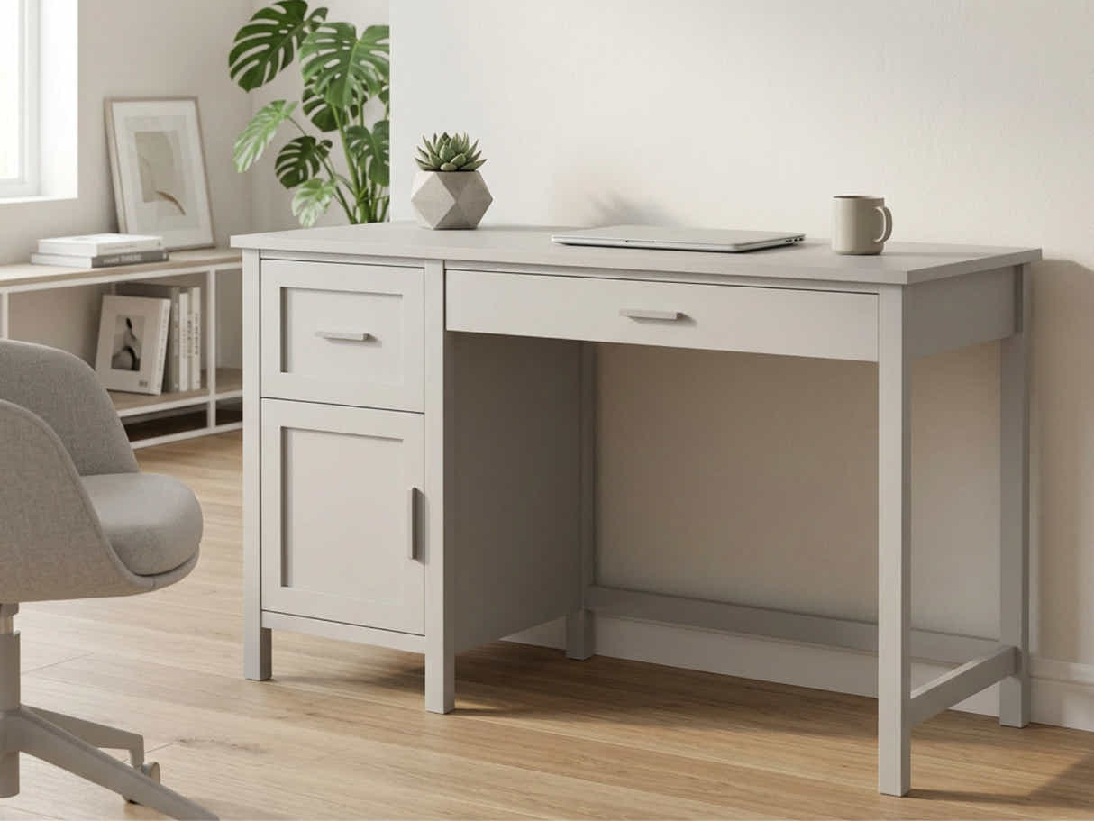 Home Office Desk with Storage - Grey