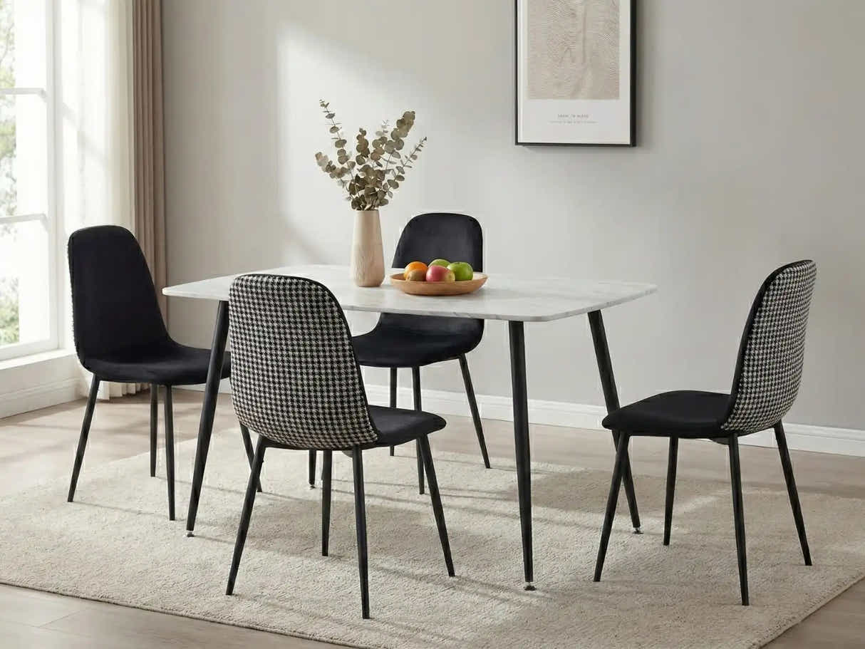 New Axis Velvet Dining Seat Houndstooth - Set of 4