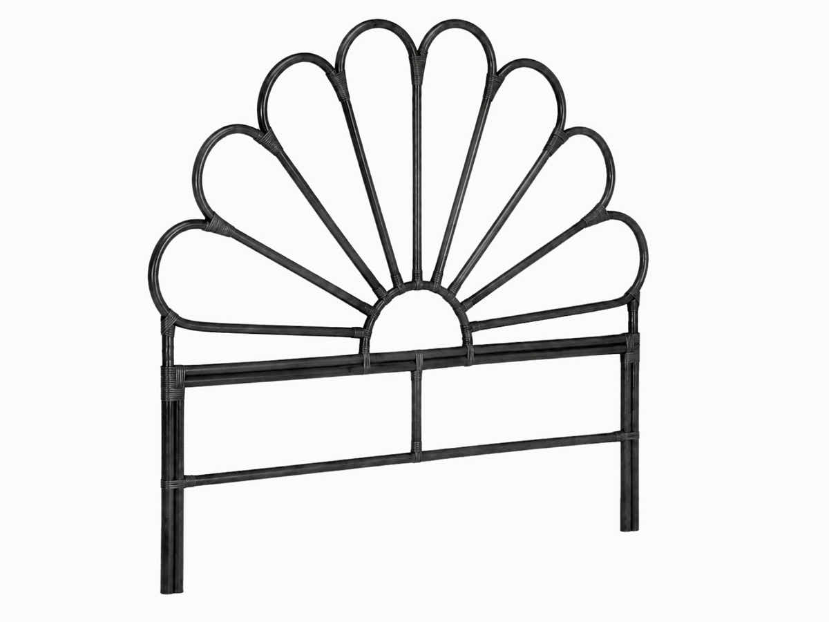 Rattan Headboard Petal Black - Double