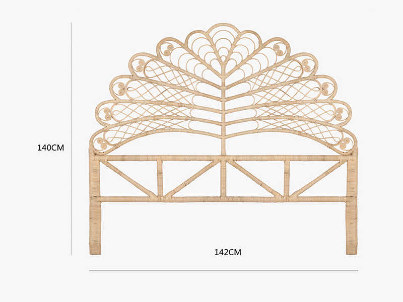 Rattan Headboard Leaf Natural - Double