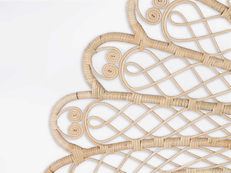 Rattan Headboard Leaf Natural - Double