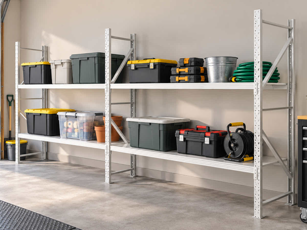 2-Layer Longspan Shelving Add-On Grey White – 1.5 M