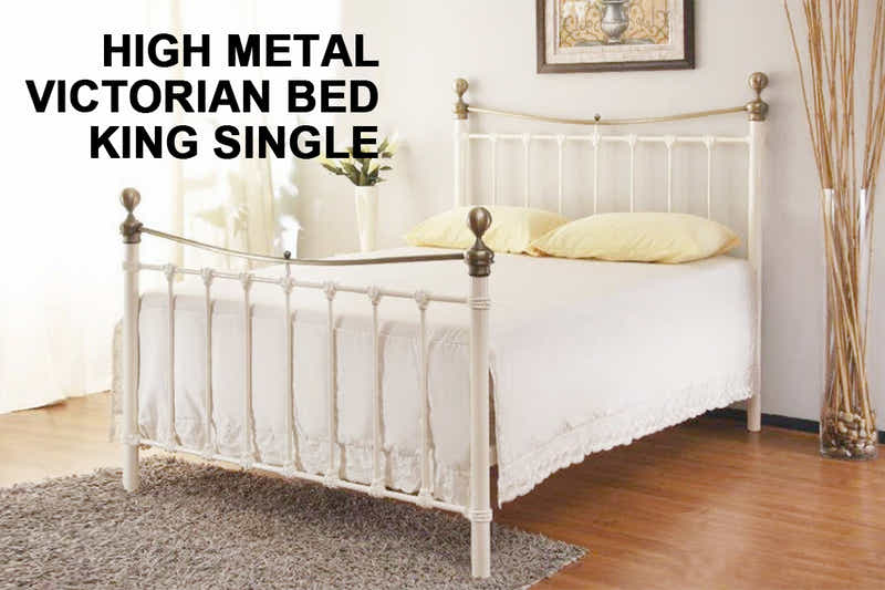 Victorian High Metal Bed Frame – King Single