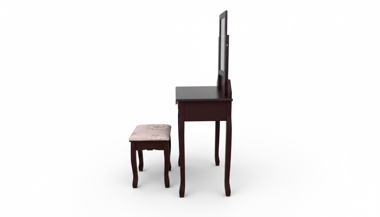 Dressing Table with Stool Brown - 74 cm