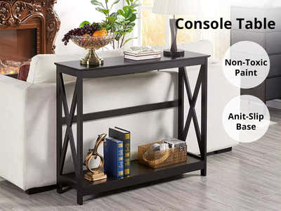 Console Table With Shelf - Black