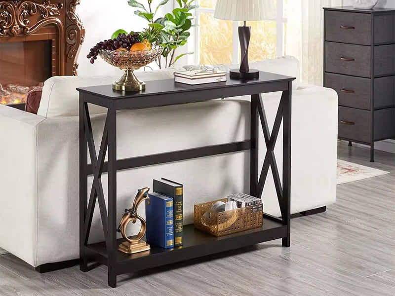 Console Table With Shelf - Black