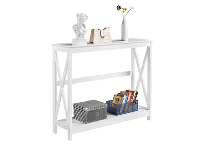 Console Table With Shelf - White