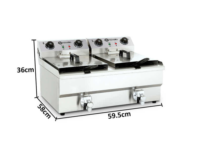 Twin Tank Electric Fryer with Dual Oil Taps