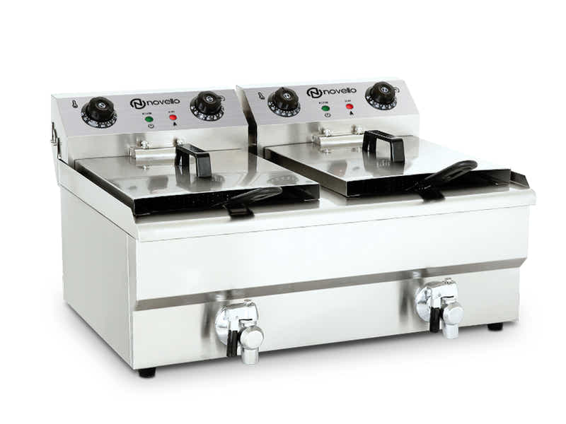Twin Tank Electric Fryer with Dual Oil Taps