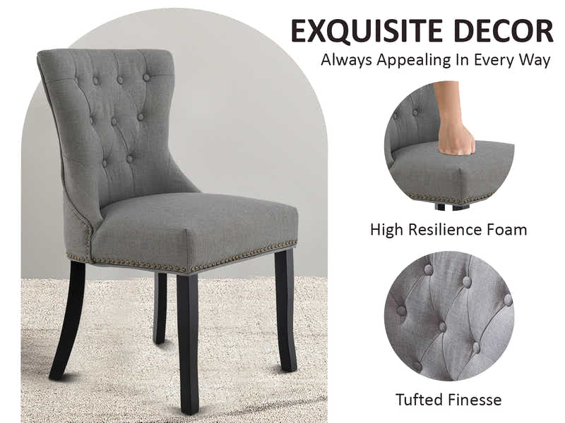 Nappi Linen Dining Chair Grey - Set of 2