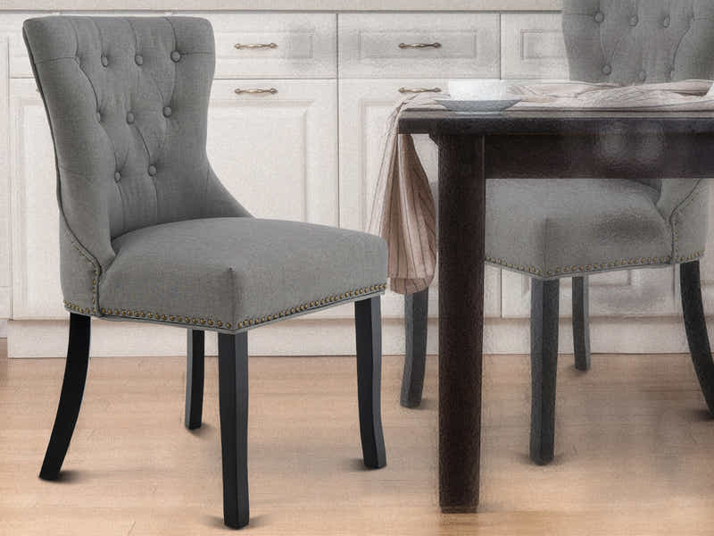 Nappi Linen Dining Chair Grey - Set of 2