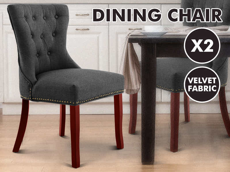 Nappi Linen Dining Chair Charcoal - Set of 2