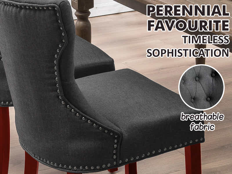 Nappi Linen Dining Chair Charcoal - Set of 2