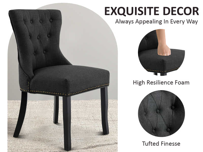 Nappi Linen Dining Chair Charcoal - Set of 2