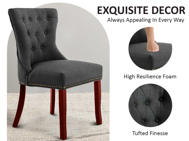 Nappi Linen Dining Chair Charcoal - Set of 2