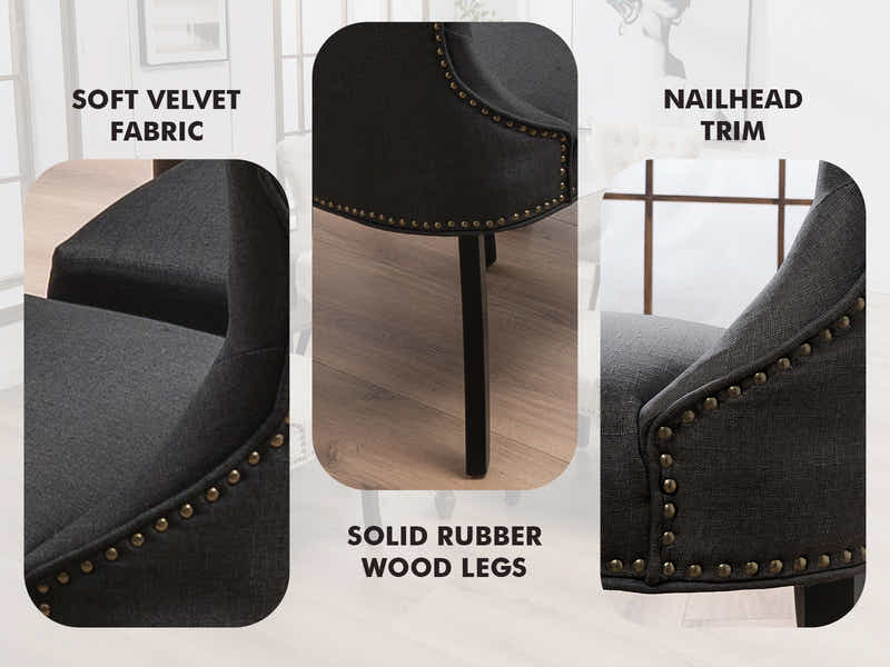 Nappi Linen Dining Chair Charcoal - Set of 2