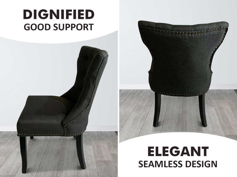 Nappi Linen Dining Chair Charcoal - Set of 2