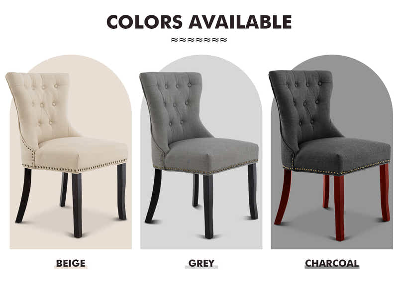 Nappi Linen Dining Chair Charcoal - Set of 2