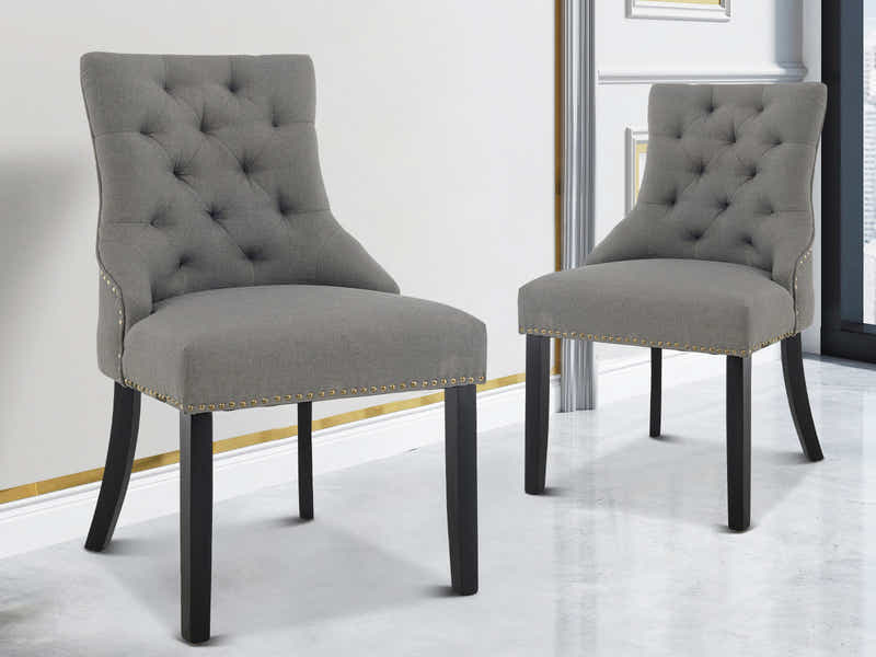 Nappi Linen Dining Chair Grey - Set of 2
