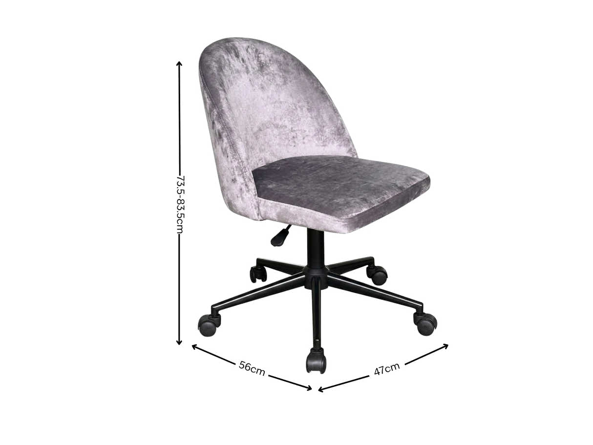 Dallin Velvet Office Chair - Grey