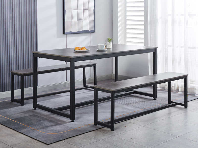 Grey Marble Look Dining Bench - 140 cm
