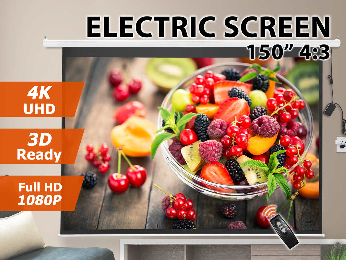 Projector Screen 150" Electric Motorised Cinema Hd