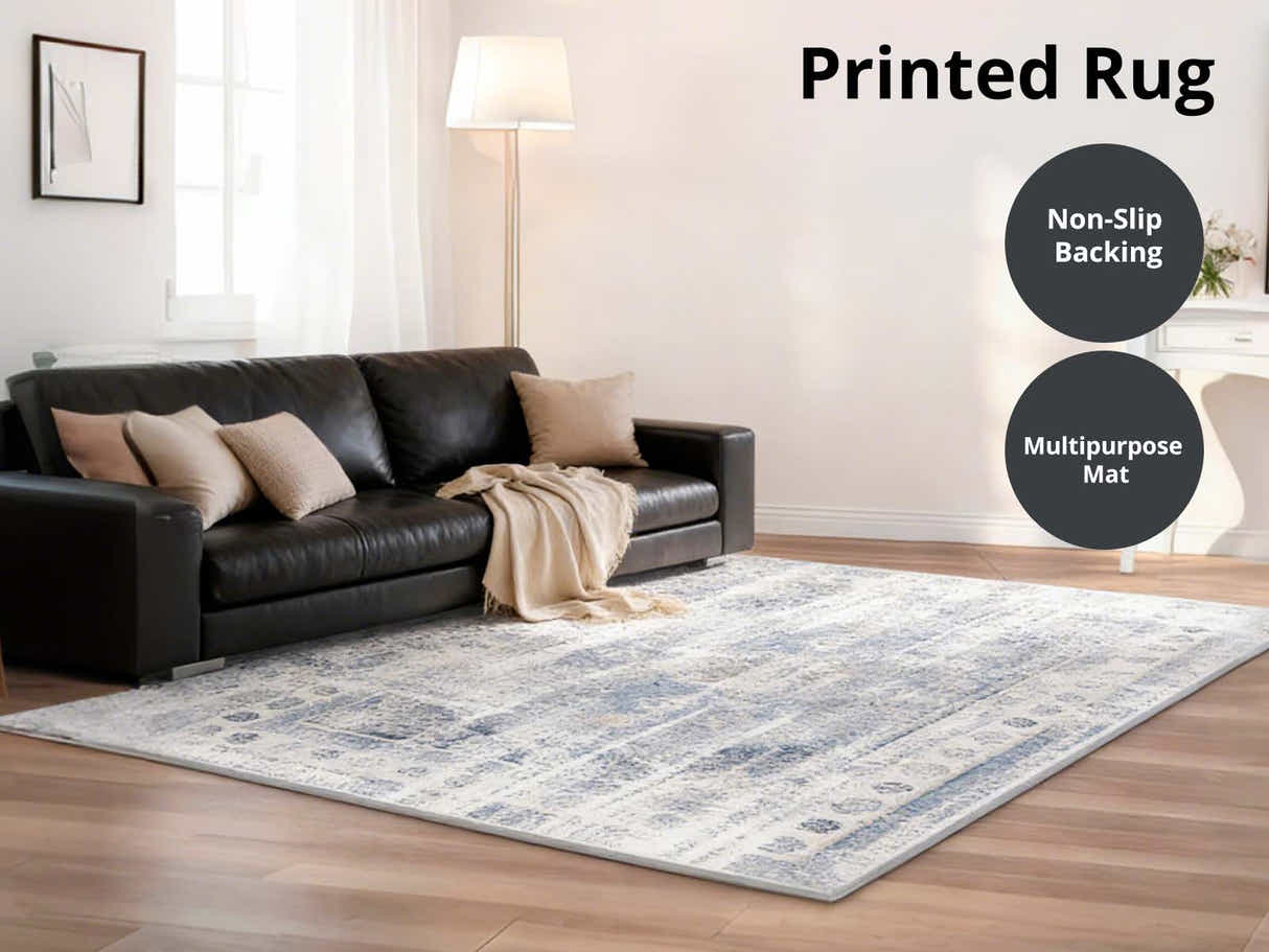 Printed Rug 200cm x 300cm - Vintage Blue