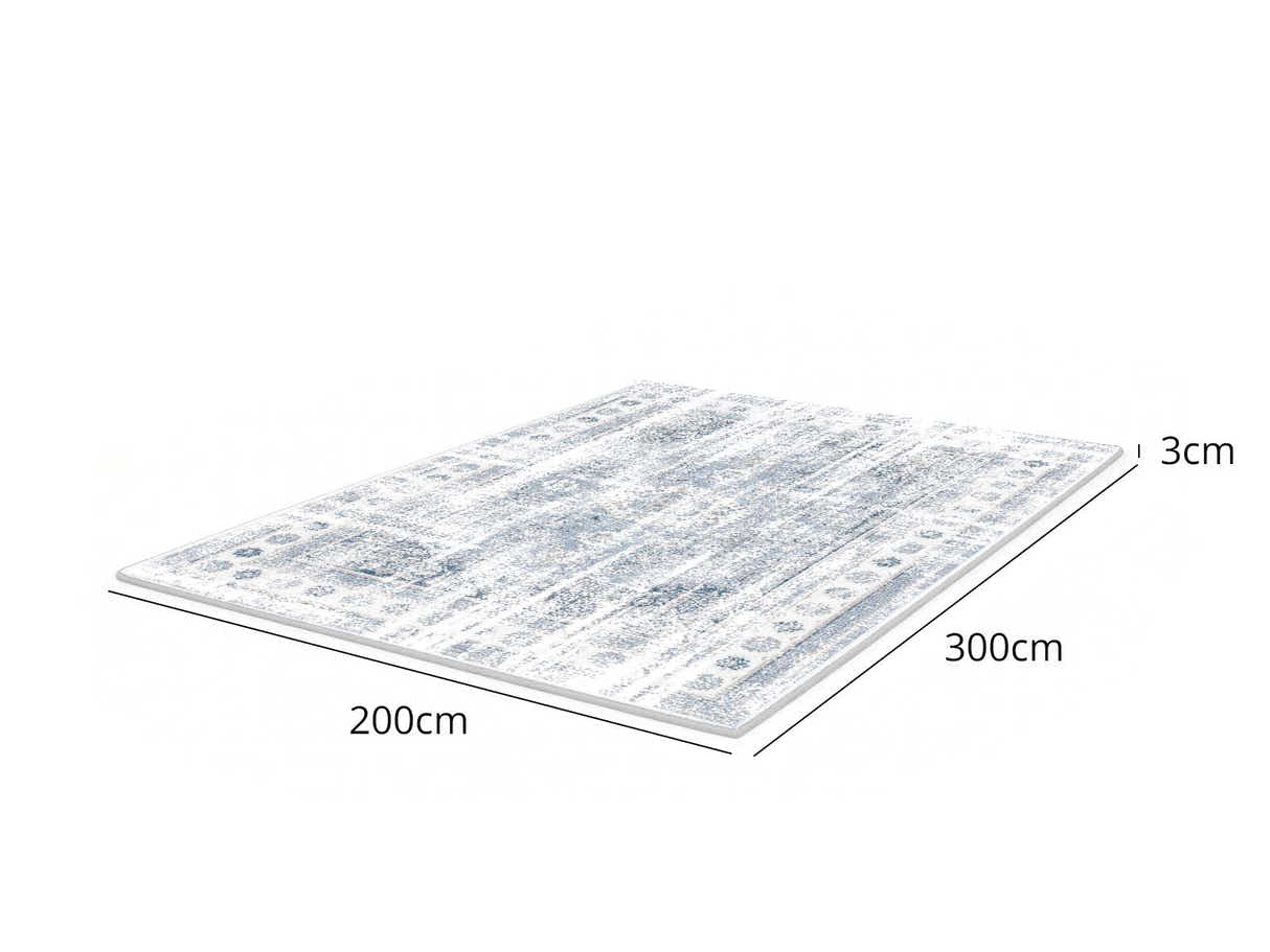 Printed Rug 200cm x 300cm - Vintage Blue